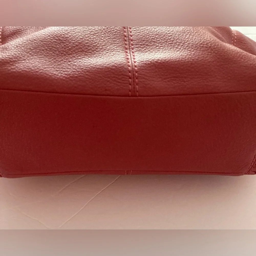 Coach Red Leather Shoulder/Crossbody Bag with Gold Accents magnetic snap closure
